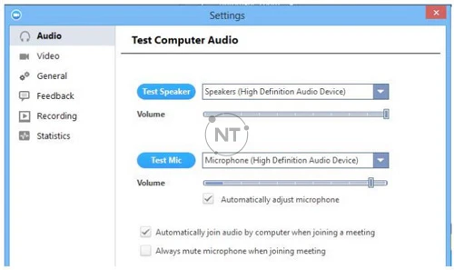 Màn hình kiểm tra mic và âm thanh: