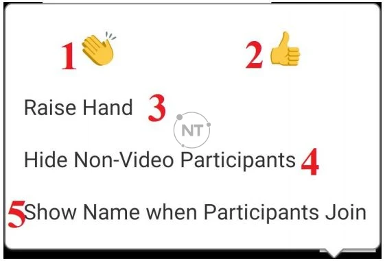 Khi ấn vào mục (7) More, menu More sẽ xổ ra với 5 tùy chọn như sau: