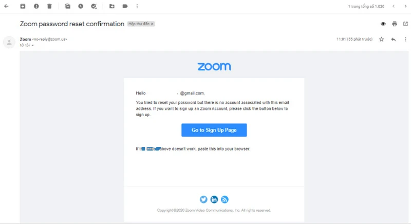 Kiểm tra hòm thư email để kích hoạt tài khoản.