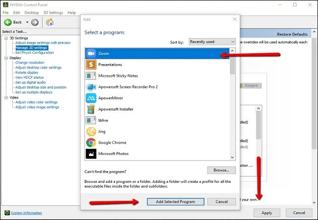 Nhấn tiếp Add Selected Program và nhấn Apply. Sau đó khởi động lại Zoom để sửa lỗi.