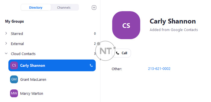 Trong phần My Groups, nhấp vào Cloud Contacts và chọn một liên hệ để gọi