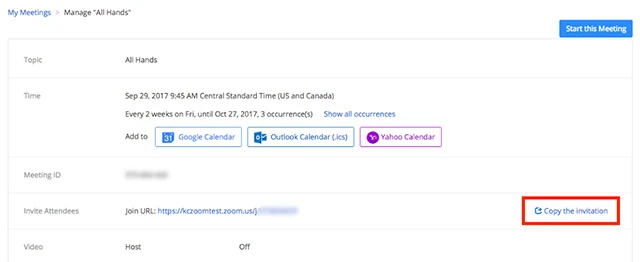 Mời người khác tham gia cuộc họp của bạn
