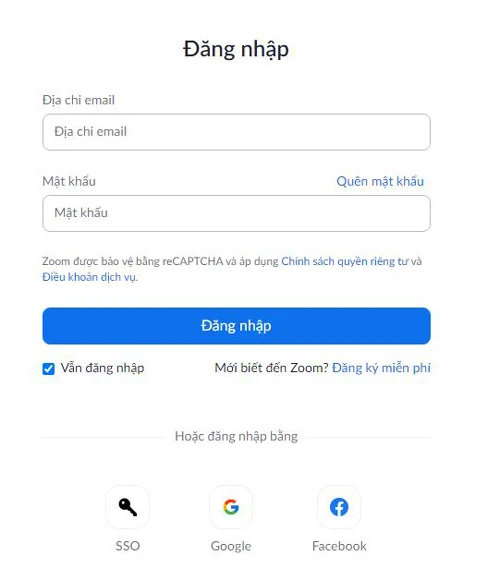 Nhấp vào Đăng nhập bằng Google hoặc Đăng nhập bằng Facebook .