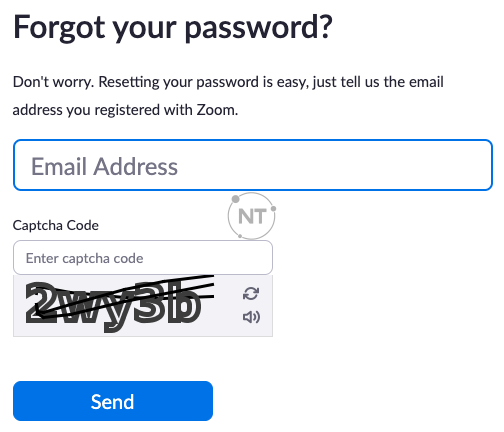 forgot password with captcha page mật khẩu zoom