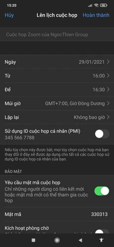 cách lên lịch cuộc họp trên điện thoại