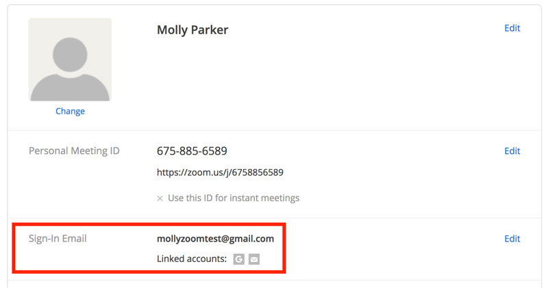 linked accounts with email 01 mật khẩu zoom