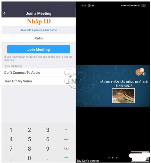 Cách nhập ID do GVCN cung cấp