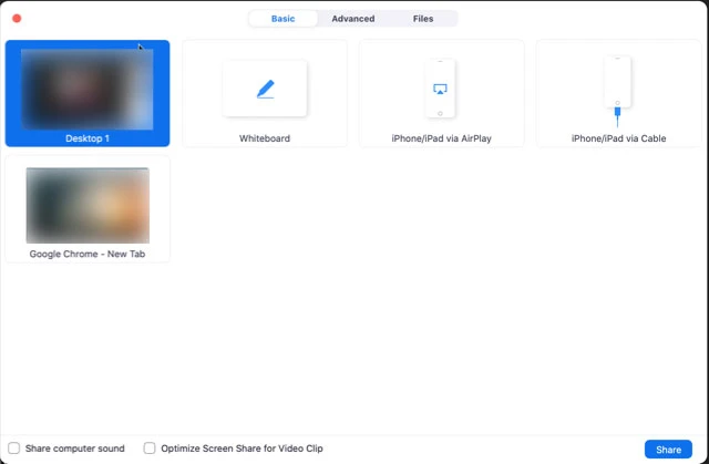 chia sẻ màn hình hoặc nội dung