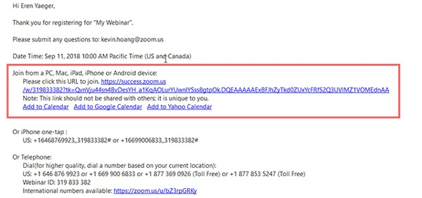Tham gia hội thảo trên web bằng liên kết lời mời