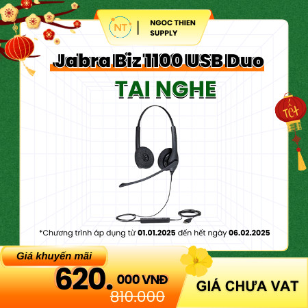 Tai nghe Jabra Biz 1100 USB Duo 810.000 VNĐ GIẢM CHỈ CÒN 620.000 VNĐ