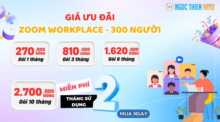 Các gói Zoom Workplace Pro 100 người theo tháng tại Ngọc Thiên