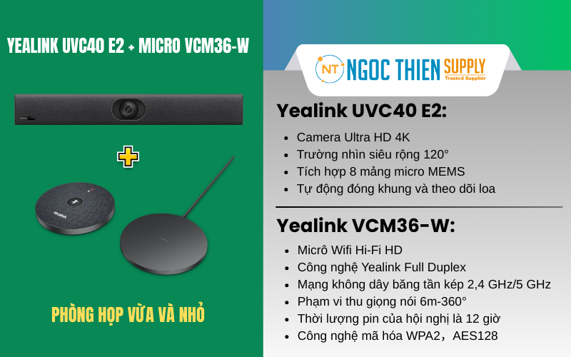 Combo Yealink UVC40 E2 + micro VCM36-W
