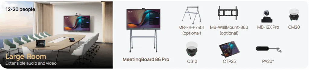 Yealink MeetingBoard 86 Pro dành cho phòng họp lớn (12-20 người)