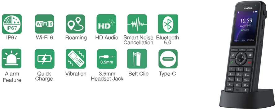 Điện thoại IP Wi-Fi cầm tay Yealink AX86R