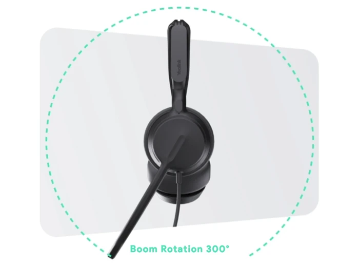 Với thiết kế hiện đại và cần micro có thể điều chỉnh 300°, Yealink UH42 cho phép đeo linh hoạt cả hai bên, mang đến sự linh hoạt tối đa.