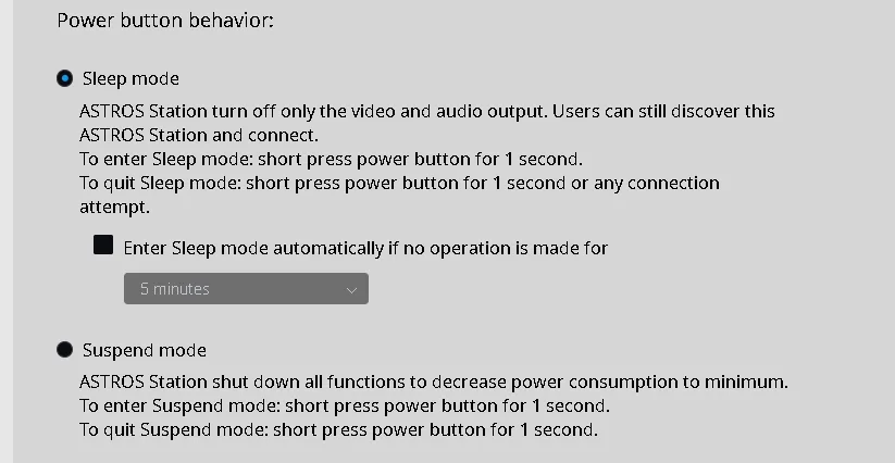 Power Button Behavior Astros Station