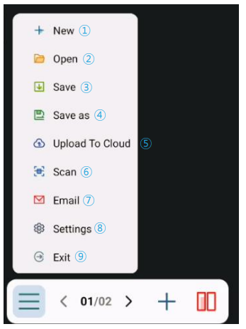 Whiteboard Menu