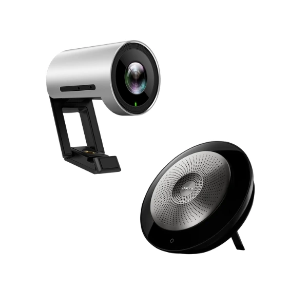 Combo thiết bị hội nghị Yealink UVC30 và Jabra Speak 710 MS gồm camera 4K và loa hội nghị cao cấp.