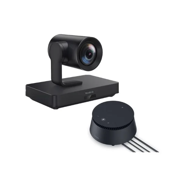 Bộ thiết bị hội nghị Yealink UVC85-BYOD-200 gồm camera thông minh 4K và loa hội nghị chuyên nghiệp.