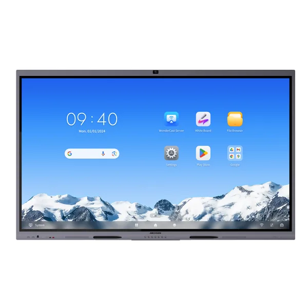Màn hình tương tác 4K 86 inch Hikvision DS-D5C86RB/B2L – tích hợp camera & micro, cảm ứng đa điểm, thiết kế mỏng, phù hợp phòng họp và lớp học thông minh.