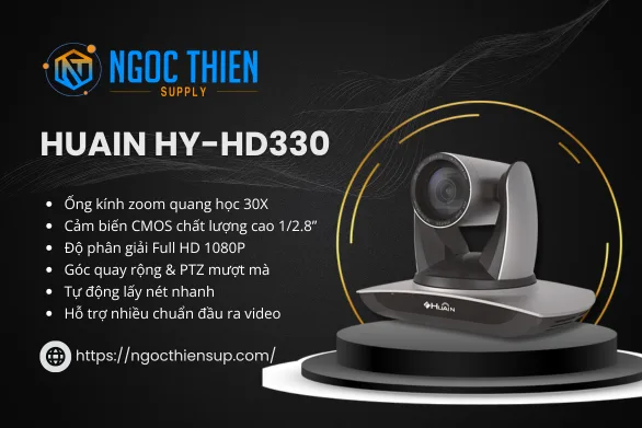 Camera hội nghị Huain HY-HD330 Full HD 1080P, zoom quang học 30X, cảm biến CMOS chất lượng cao, hỗ trợ nhiều chuẩn đầu ra video.
