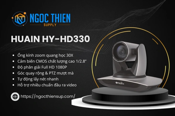 Camera hội nghị Huain HY-HD330 Full HD 1080P, zoom quang học 30X, cảm biến CMOS chất lượng cao, hỗ trợ nhiều chuẩn đầu ra video.