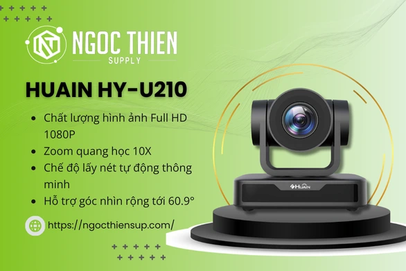 Camera hội nghị Huain HY-U210 Full HD 1080P, zoom quang học 10X, lấy nét tự động, hỗ trợ góc nhìn rộng 60.9°.