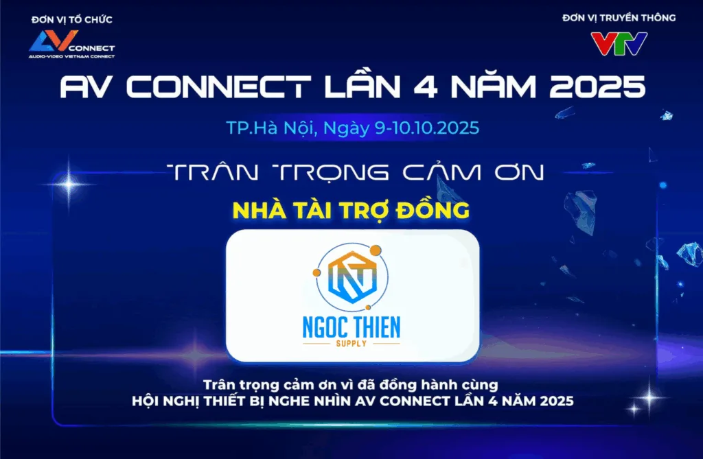 Banner cảm ơn Ngọc Thiên Supply – Nhà tài trợ đồng của sự kiện AV Connect lần 4 năm 2025 tại Hà Nội.