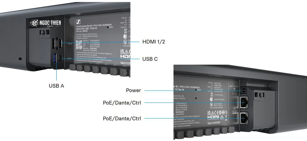 Chi tiết cổng kết nối của Sennheiser TeamConnect Bar