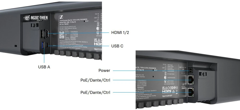 Chi tiết cổng kết nối của Sennheiser TeamConnect Bar