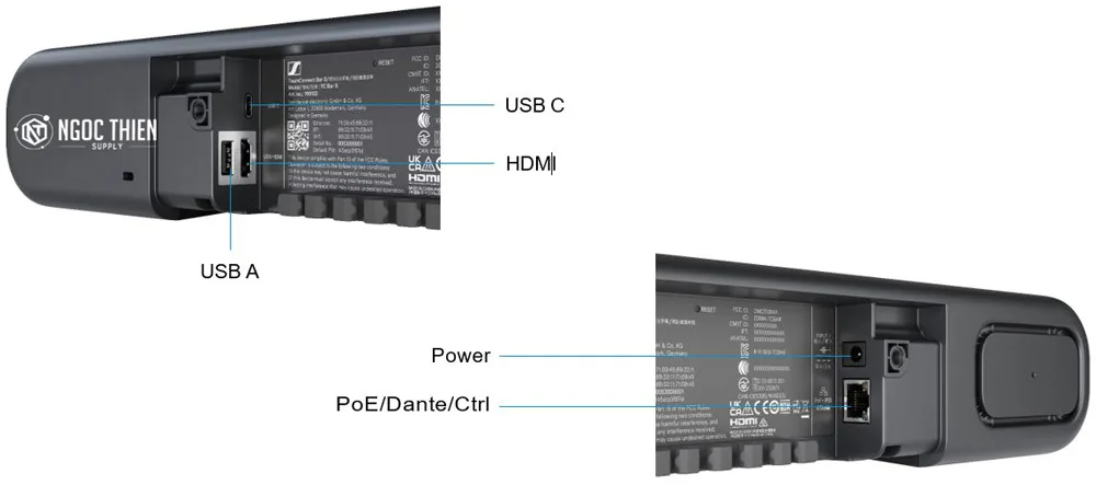 Chi tiết cổng kết nối của Sennheiser TeamConnect Bar