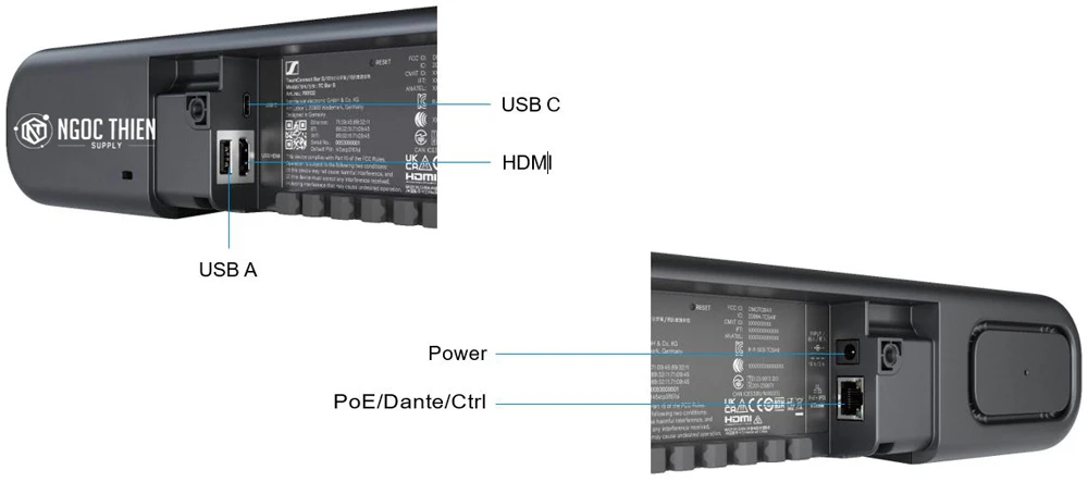 Chi tiết cổng kết nối của Sennheiser TeamConnect Bar