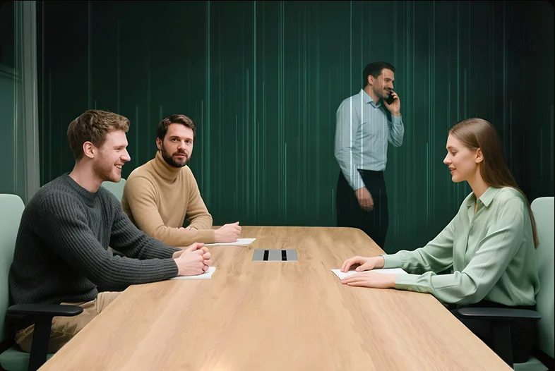 Tính năng Video Fence giúp xác định ranh giới của không gian họp ảo, đảm bảo đồng nghiệp chỉ nhìn thấy và nghe những gì diễn ra bên trong khu vực đó, giúp duy trì sự tập trung hoàn toàn vào nội dung bạn trình bày.