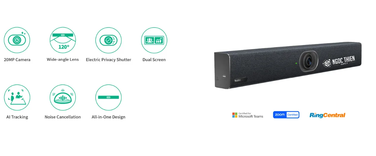 Yealink MeetingBar A20 - Lý tưởng cho phòng họp vừa và nhỏ