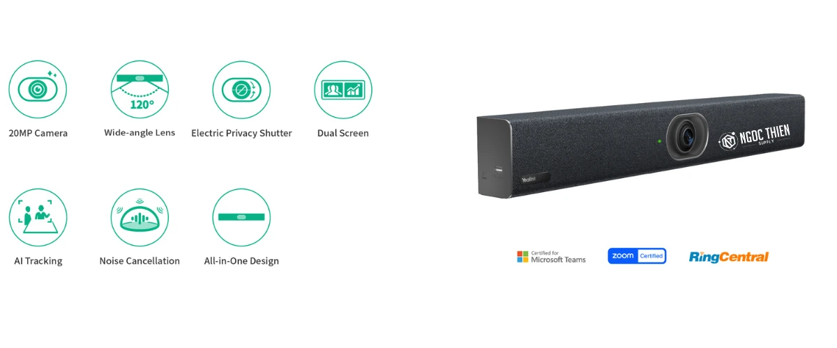 Yealink MeetingBar A20 - Lý tưởng cho phòng họp vừa và nhỏ