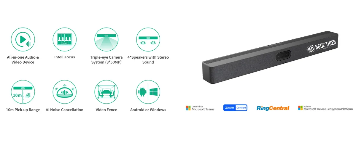 Yealink MeetingBar A50 - Lý tưởng cho phòng họp vừa và lớn