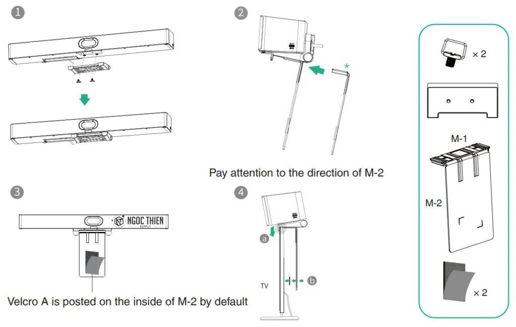 Cách Gắn Yealink MeetingBar A25 phía trên TV hoặc màn hình