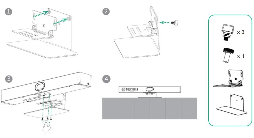 Lắp Yealink MeetingBar A25 trên chân đế để bàn