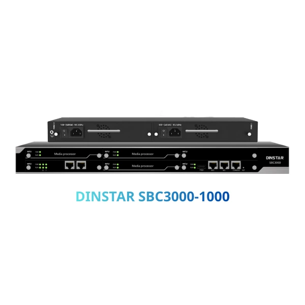 Session Border Controller Dinstar SBC3000-1000 | Hỗ trợ tối đa 1000 phiên SIP đồng thời và 600 phiên chuyển mã (transcoding).