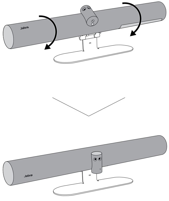 Xoay PanaCast 50 về vị trí cuối cùng và đảm bảo thiết bị được đặt nghiêng ngang tầm mắt của người tham gia trong phòng họp.