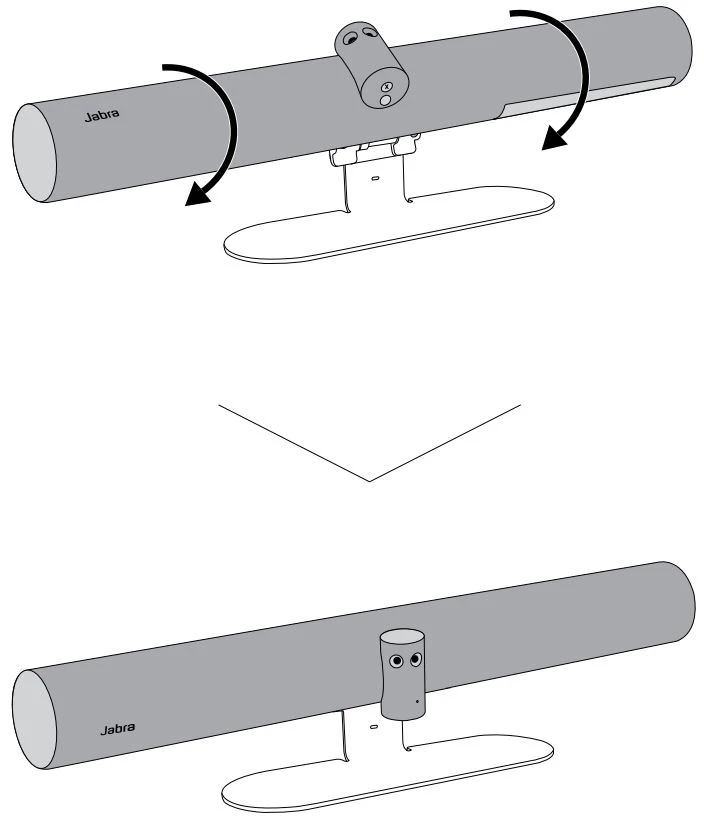 Xoay PanaCast 50 về vị trí cuối cùng và đảm bảo thiết bị được đặt nghiêng ngang tầm mắt của người tham gia trong phòng họp.
