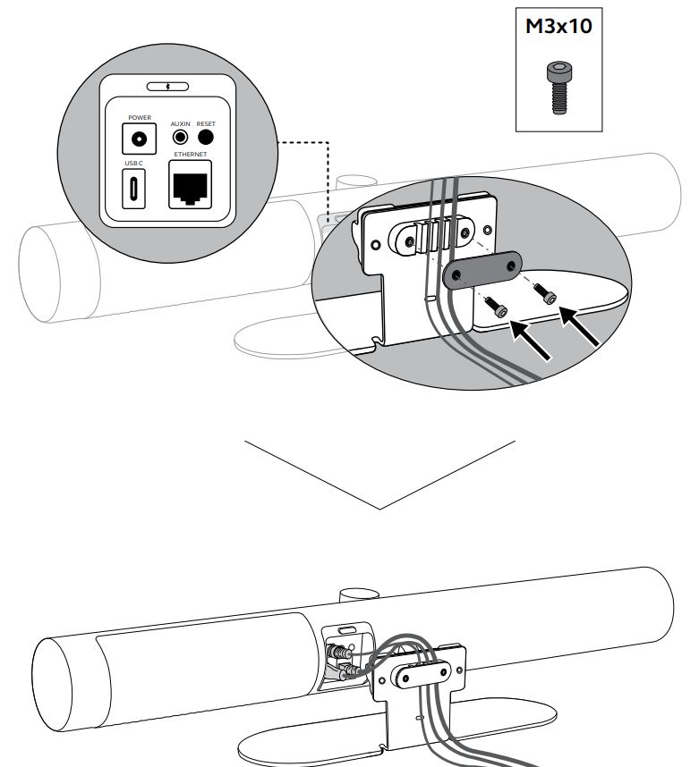 Sử dụng bộ quản lý cáp để sắp xếp dây gọn gàng; các sợi cáp dày nhất nên được đặt ở bên phải.