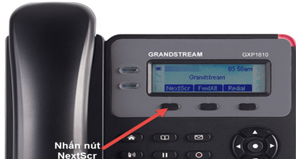Bước 1: Lấy địa chỉ IP của điện thoại Grandstream GXP1610