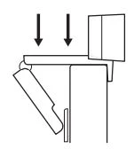 Điều chỉnh webcam để đảm bảo chân trên kẹp gắn đa năng nằm ngang với mặt sau thiết bị của bạn.