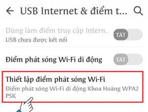 Chọn&nbsp;USB Internet & điểm truy cập di động&nbsp;-- srcset=