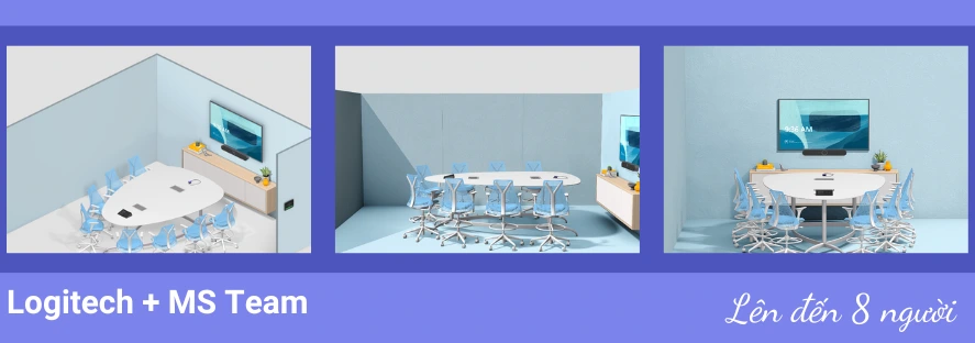 Giải pháp Logitech cho phòng họp 8 người hỗ trợ MS Team