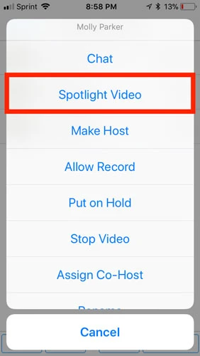 Nhấn&nbsp;vào Spotlight Video.