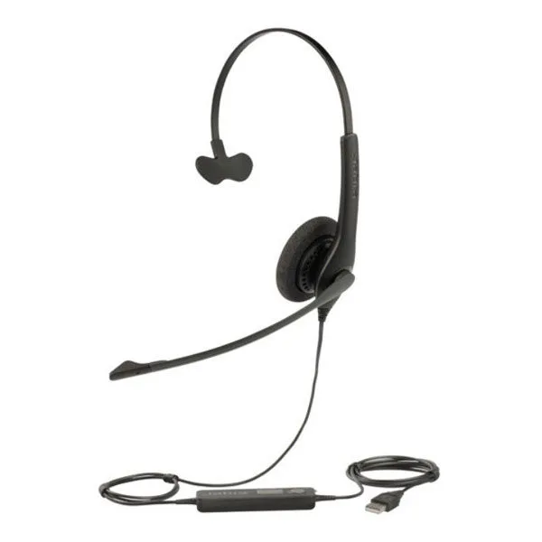 Hình ảnh tai nghe Jabra Biz 1100 USB Mono, thiết kế 1 bên tai với kết nối USB và micro chống ồn.