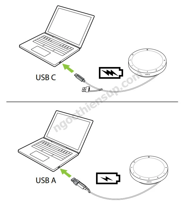 Cách sạc loa hội nghị Jabra Speak2 55