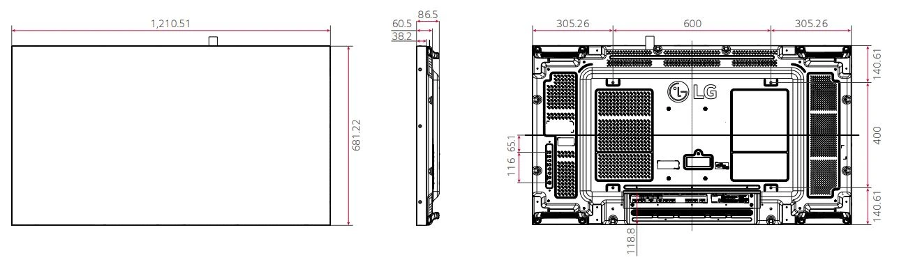 Kích thước màn hình ghép không viền LG VSH7J
